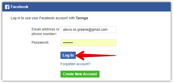 Log in to your Facebook profile to play Taonga game